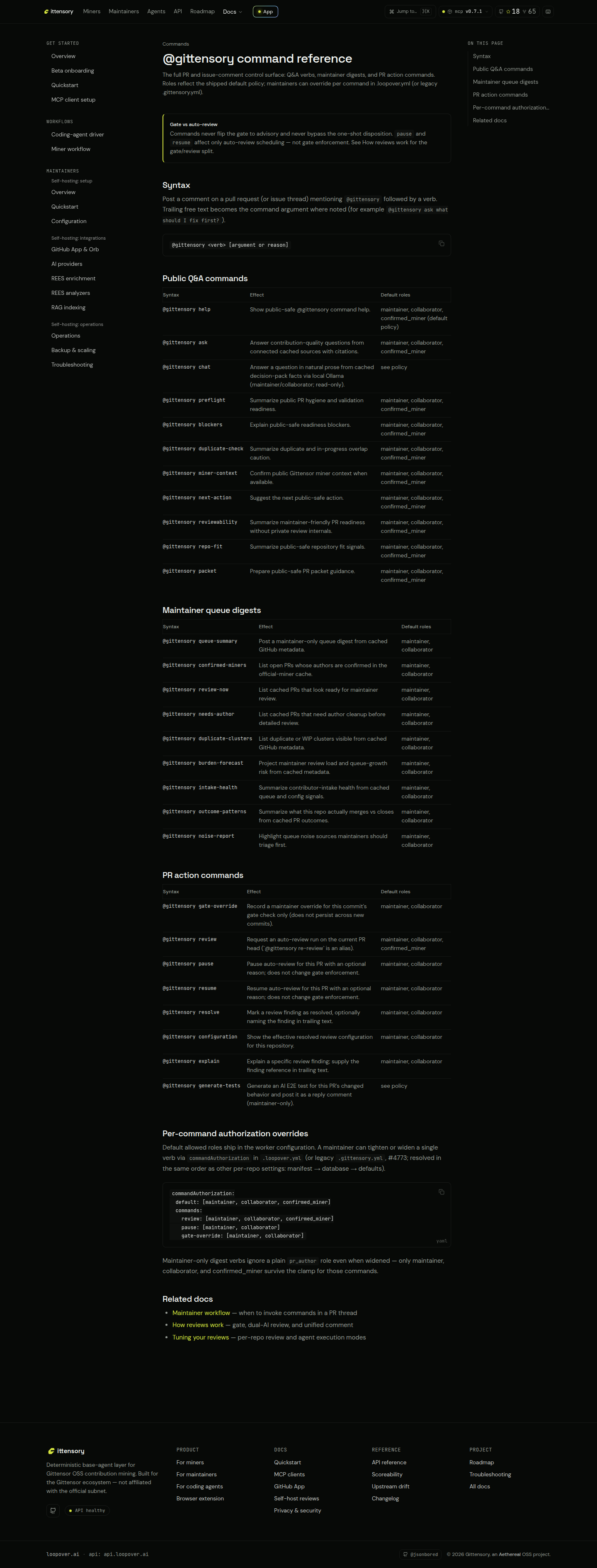 before /docs/gittensory-commands